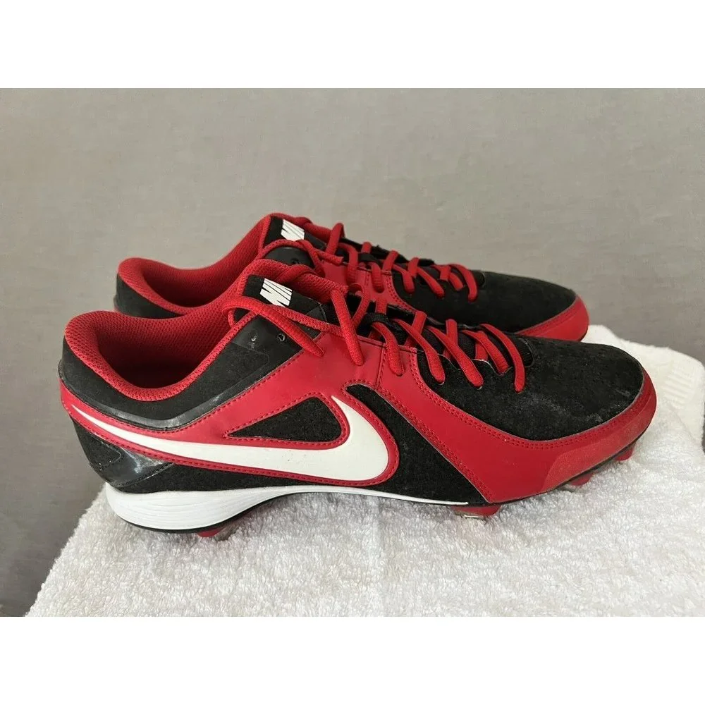 NEW NIKE MVP Strike‎ Baseball Metal Cleats Mens 12.5 Black Red 1535841-016